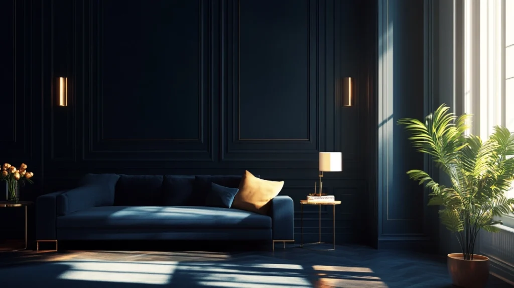 Granatowy salon – inspiracje