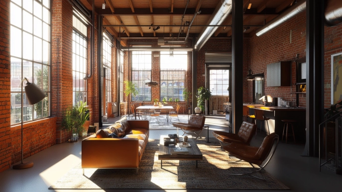 salon w stylu loftowym