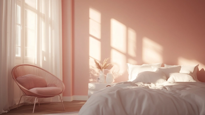 sypialnia pudrowy róż inspiracje